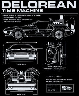 Back To The Future Delorean Schematic Women's T-Shirt - Black - XXL Zwart