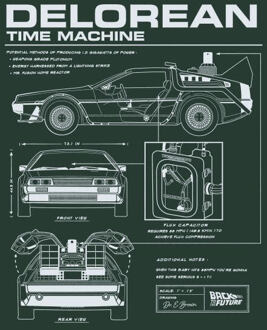 Back To The Future Delorean Schematic Women's T-Shirt - Green - XS Groen