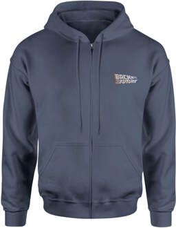 Back To The Future Logo Embroidered Unisex Zipped Hoodie - Navy - XL