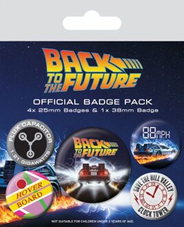 Back To The Future Pack 5 Badges - Delorean