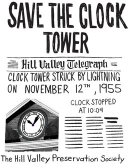 Back To The Future Save The Clock Tower Unisex T-Shirt - White - 5XL Wit
