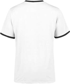 Back To The Future Symbols Embroidered Unisex Ringer T-Shirt - White/Black - L Wit