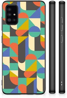 Backcase Siliconen Hoesje Samsung Galaxy A51 Smartphone Hoesje met Zwarte rand Funky Retro