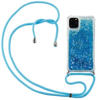 Backcover hoes met koord - iPhone 12 / iPhone 12 Pro - Glitter Blauw