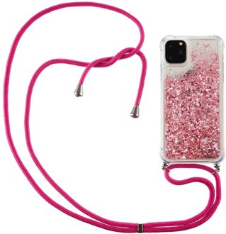 Backcover hoes met koord - iPhone 12 / iPhone 12 Pro - Glitter Roze