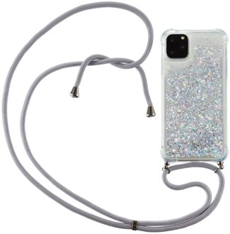 Backcover hoes met koord - iPhone 12 / iPhone 12 Pro - Glitter Zilver