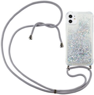 Backcover hoes met koord - iPhone 12 Mini - Glitter Zilver