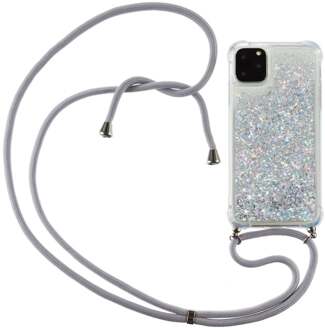 Backcover hoes met koord - iPhone 12 Pro Max - Glitter Zilver