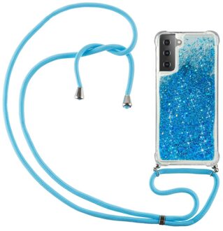 Backcover hoes met koord - Samsung Galaxy S21 Plus - Glitter Blauw