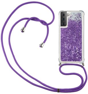 Backcover hoes met koord - Samsung Galaxy S21 Ultra - Glitter Paars