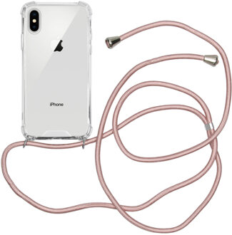 Backcover met koord iPhone Xs / X hoesje - Rosé Goud