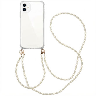 Backcover met koord + armband hoesje - Parels iPhone 11 hoesje - Transparant