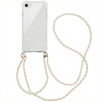 Backcover met koord + armband hoesje - Parels iPhone SE (2020) / 8 / 7 hoesje - Transparant