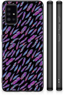 Backcover Soft Siliconen Hoesje Samsung Galaxy A51 Telefoonhoesje met Zwarte rand Feathers Color