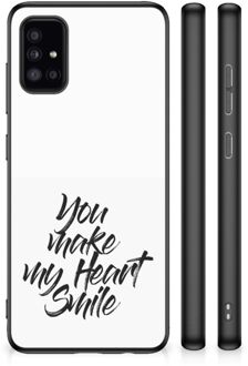 Backcover Soft Siliconen Hoesje Samsung Galaxy A51 Telefoonhoesje met Zwarte rand Heart Smile