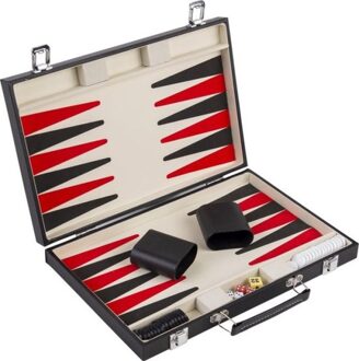 Backgammon Deluxe 36 Cm Kunstleer Zwart