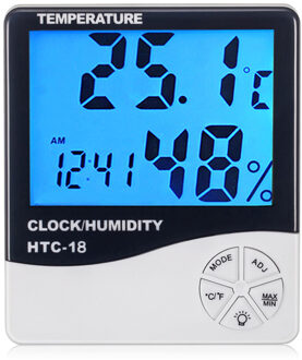 Backlit Lichtgevende Display Room Indoor Digitale Max Min Temperatuur en Vochtigheid Meter Thermometer Hygrometer Tijd Klok Alarm