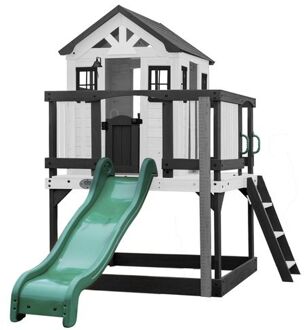 Backyard Discovery Sweetwater Heights Speelhuis op palen met groene glijbaan, speelkeuken, zandbak & veranda Wit