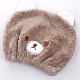 Bad Accessoires Droog Haar Hoed Ultra-Zachte Sterke Absorberende Schattige Dieren Kinderen Levert Droog Haar Handdoek 1 Stuks Lange-Fluwelen donker khaki
