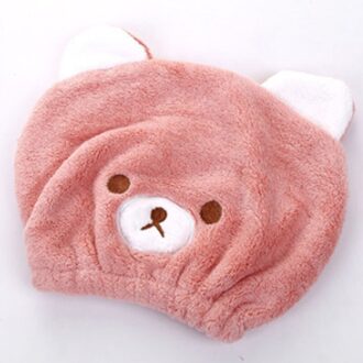 Bad Accessoires Droog Haar Hoed Ultra-Zachte Sterke Absorberende Schattige Dieren Kinderen Levert Droog Haar Handdoek 1 Stuks Lange-Fluwelen roze