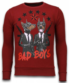 Bad Boys - Rhinestone Sweater - Bordeaux - Maten: L