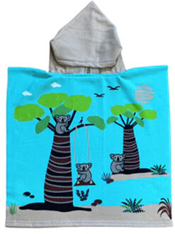 Bad cape/poncho - kinderen - koala print - 60 x 120 cm - microvezel - Badcapes