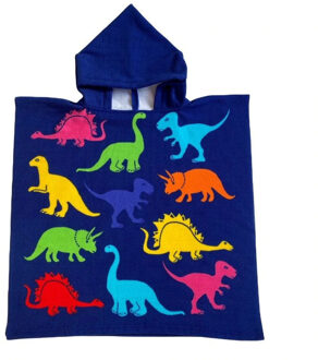 Bad cape/poncho voor kinderen dino print 60 x 120 cm microvezel - Badcapes