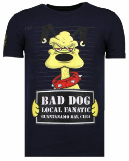 Bad Dog - Rhinestone T-shirt - Navy - Maten: XXL