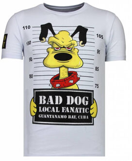 Bad Dog - Rhinestone T-shirt - Wit - Maten: XXL