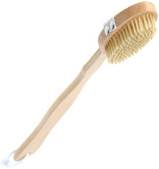 Bad/douche scrub borstel - hout - 43 cm - ophanglus