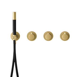 Bad- en Douchethermostaat Hotbath Cobber Inbouw 2 Stopkranen Geborsteld Messing PVD (excl. inbouwdeel)