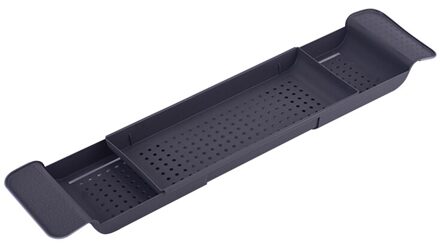 Bad Opbergrek Intrekbare Bad Lade Plank Bad Badkamer Gereedschap Handdoek Snacks Opslag Plank Gootsteen Afvoer Houder zwart en grijs