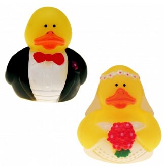 Bad speelgoed eend bruid en bruidegom Geel