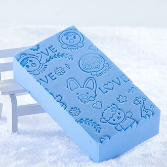 Bad Spons Dode Huid Remover Brushs Cartoon Print Schoonmaken Douche Absorberen Water Spons Vegen Kinderen Baby Bad Gereedschap Badkamer blauw