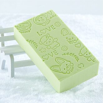 Bad Spons Dode Huid Remover Brushs Cartoon Print Schoonmaken Douche Absorberen Water Spons Vegen Kinderen Baby Bad Gereedschap Badkamer groen