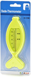 Bad/Water/zwembad thermometer Fish - kunststof - 15 x 5 cm - geel - drijvend - Zwembadonderhoud