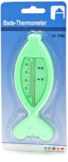 Bad/water/zwembad thermometer Fish - kunststof - 15 x 5 cm - groen - drijvend