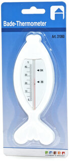 Bad/water/zwembad thermometer Fish - kunststof - 15 x 5 cm - wit - drijvend