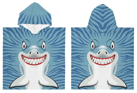 badcape - haai print - 60 x 120 cm - microvezel - poncho - badponcho - One size