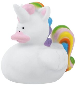 Badeendje Eenhoorn - regenboogkleuren - rubber - 7 cm