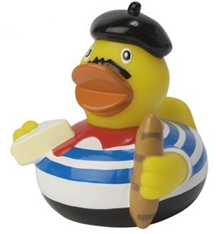 Badeendje thema Frankrijk - rubber - 8 cm - Bad speeltjes - eendjes en Franse feestartikelen Geel