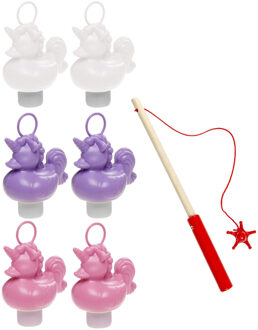 Badeendjes Hengelspel - kermis spel - voor kinderen - met 6x eendjes - en 1 hengel