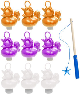 Badeendjes Hengelspel - kermis spel - voor kinderen - met 9x eendjes - en 1 hengel
