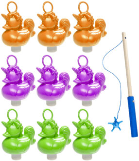 Badeendjes Hengelspel - kermis spel - voor kinderen - met 9x eendjes - en 1 hengel