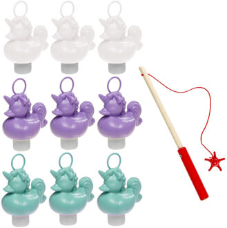 Badeendjes Hengelspel - kermis spel - voor kinderen - met 9x eendjes - en 1 hengel