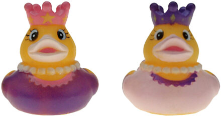 Badeendjes prinses - rubber - 2 stuks - paars en lichtroze - 5 cm - bad speelgoed - Badeendjes