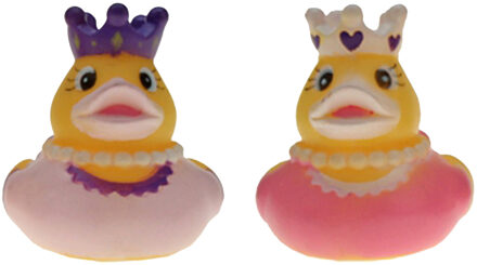 Badeendjes prinses - rubber - 2 stuks - roze en licht roze - 5 cm - bad speelgoed