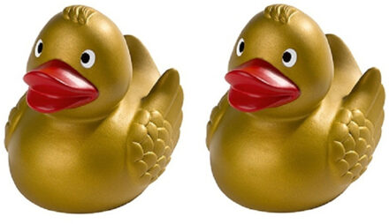 Badeendjes - Set van 3x stuks - goudkleurig - 8 cm - gouden drijvende badeend - speelgoed