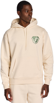 Badge Hoodies Heren - Beige - Maat XXL - Katoen Fleece