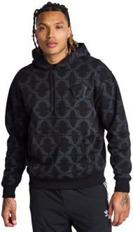 Badge Hoodies Heren - Zwart - Maat XXL - Katoen Fleece Black